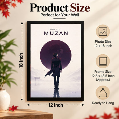 Muzan Demon Slayer Wall Poster with Frame – 12 × 18 Inch Vibrant Artwork | Ready to Hang
