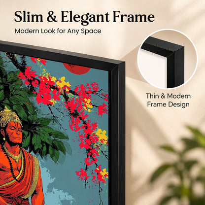 Hanuman Wall Poster with Frame – 12 × 18 Inch Vibrant Hanuman Artwork | Ready to Hang