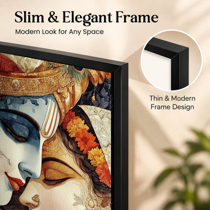 Radha Krishna Wall Poster with Frame – 12 × 18 Inch Vibrant Radha Krishna Artwork | Ready to Hang