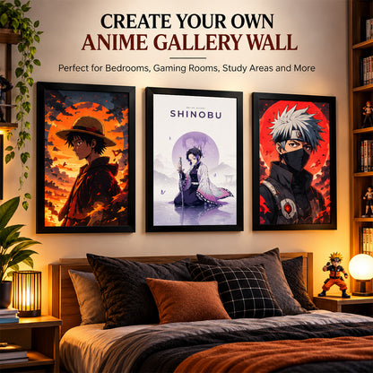 Shinobu Demon Slayer Wall Poster with Frame – 12 × 18 Inch Vibrant Artwork | Ready to Hang