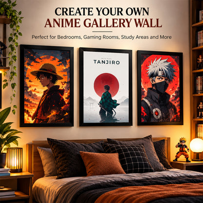 Tanjiro Demon Slayer Wall Poster with Frame – 12 × 18 Inch Vibrant Artwork | Ready to Hang