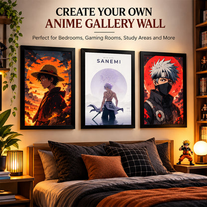 Sameni Demon Slayer Wall Poster with Frame – 12 × 18 Inch Vibrant Artwork | Ready to Hang