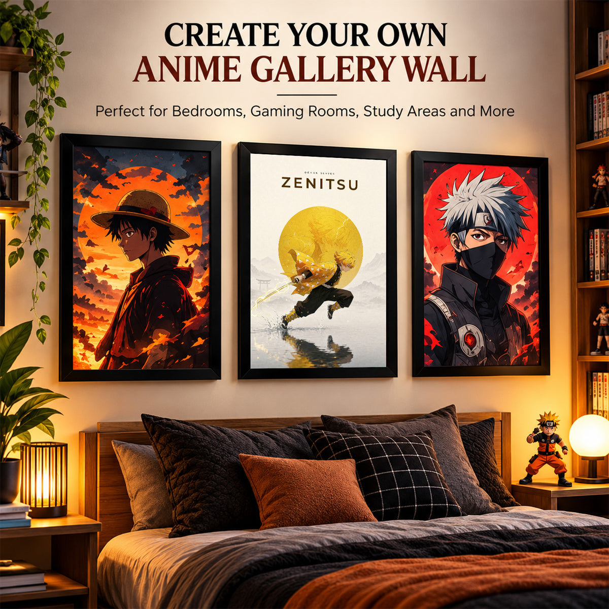 Zenitsu Demon Slayer Wall Poster with Frame – 12 × 18 Inch Vibrant Artwork | Ready to Hang
