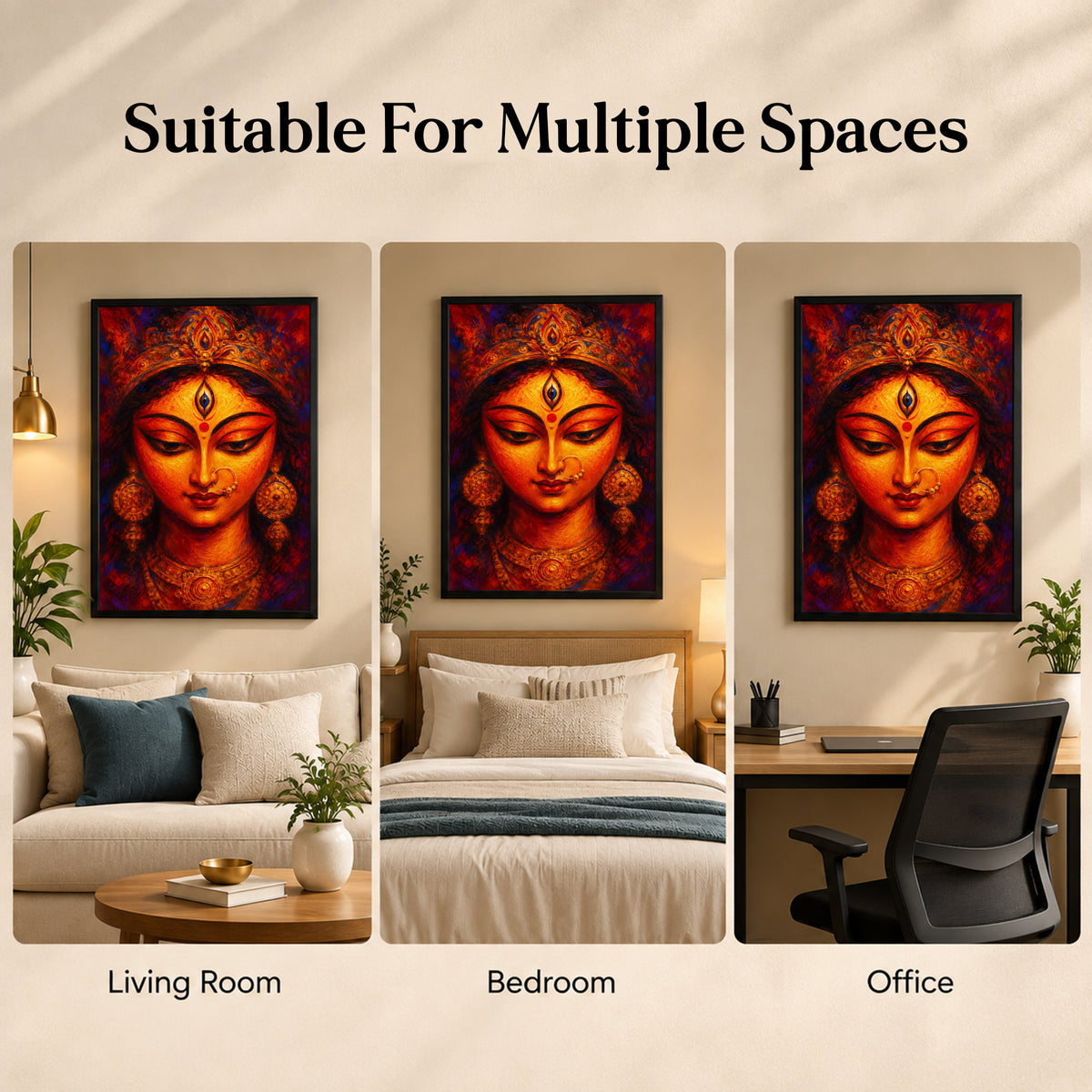 Devi Wall Poster with Frame – 12 × 18 Inch Vibrant DeviArtwork | Ready to Hang