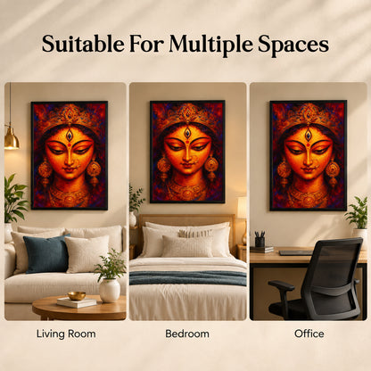 Devi Wall Poster with Frame – 12 × 18 Inch Vibrant DeviArtwork | Ready to Hang