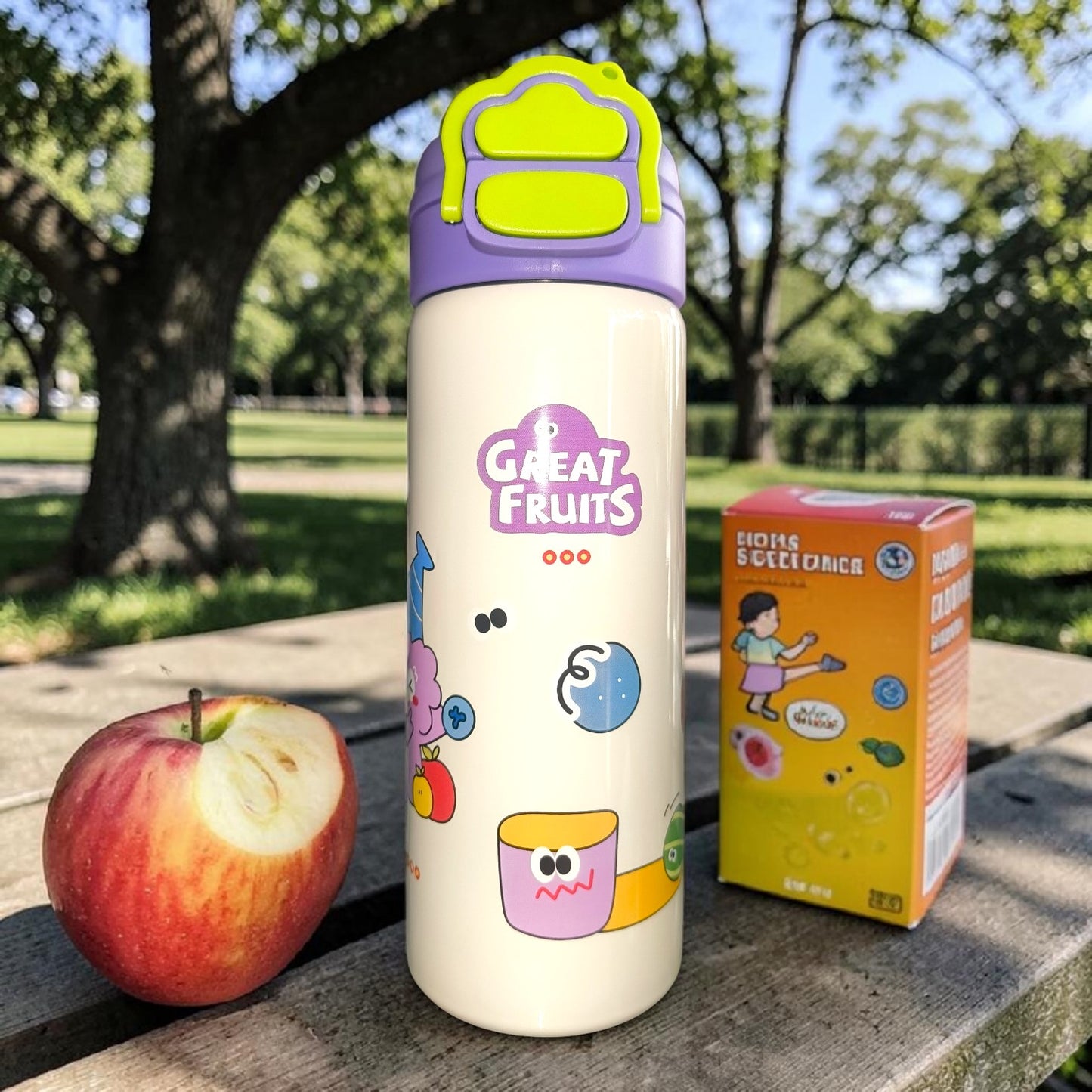Great Fruits Kids Insulated Water Bottle – Cute Cartoon Leakproof School Flask- 650 ML