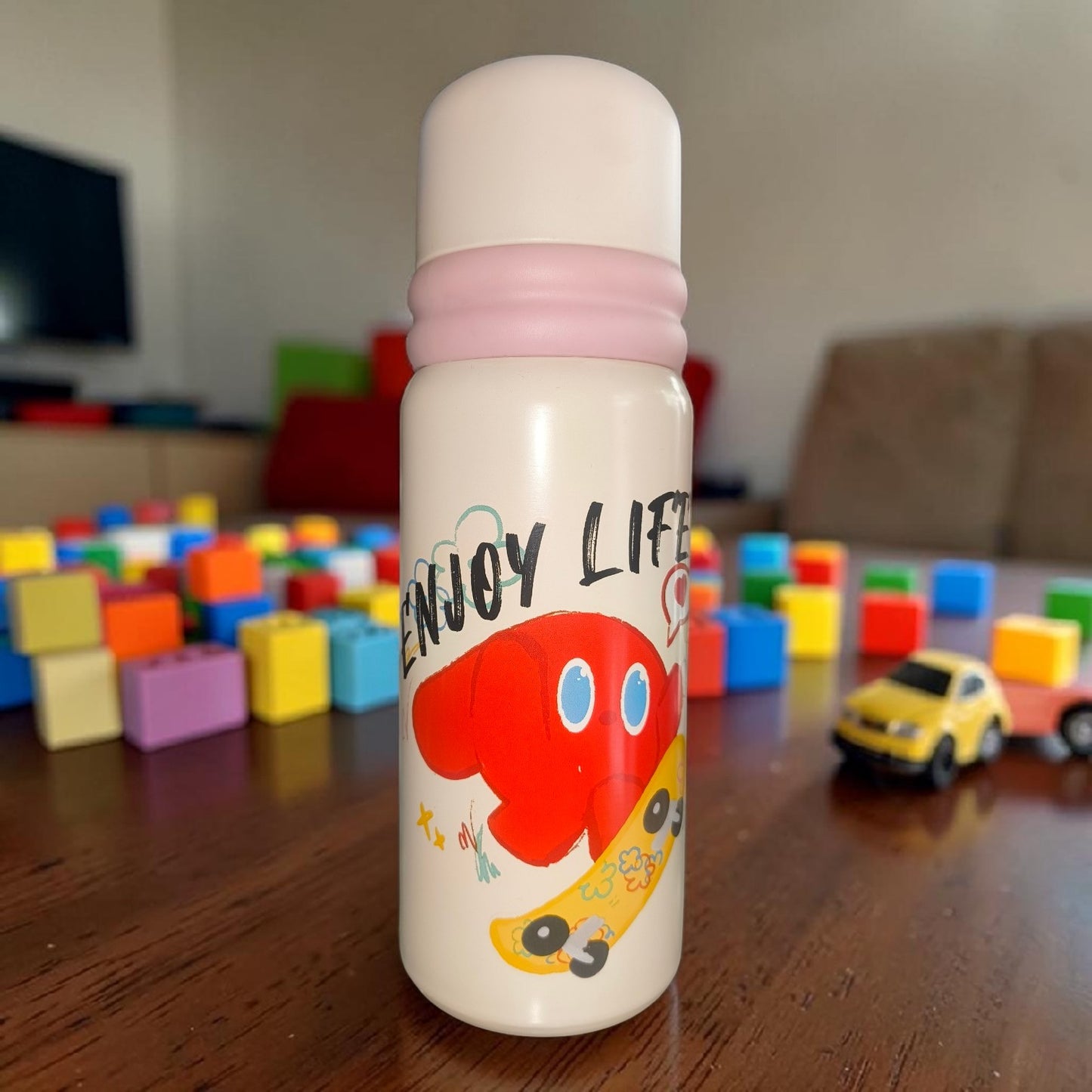 Enjoy Life Kids Insulated Water Bottle – Cute Cartoon School Flask for Boys & Girls