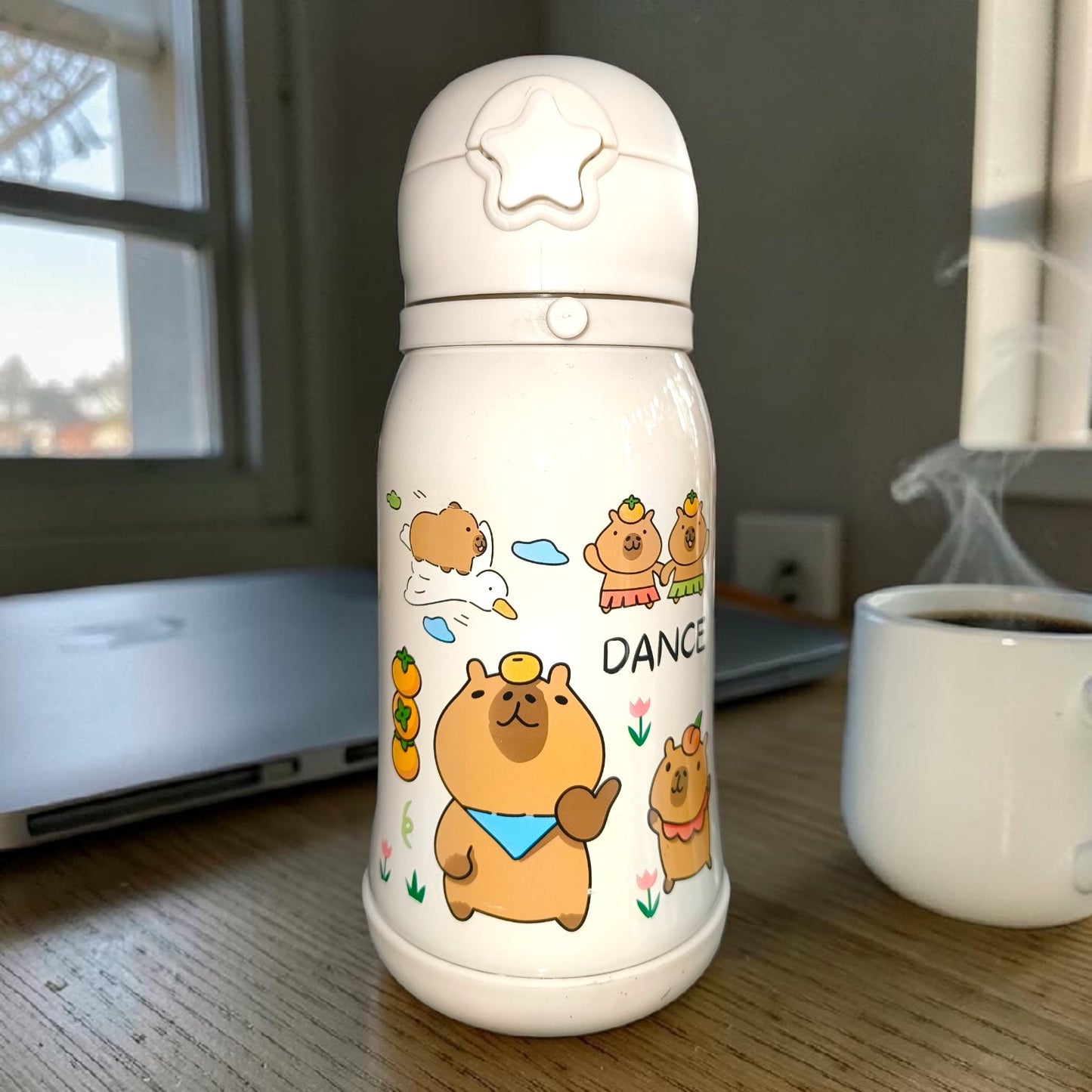 Cute Print Kids Insulated Water Bottle – Cute Pink Cartoon School Flask