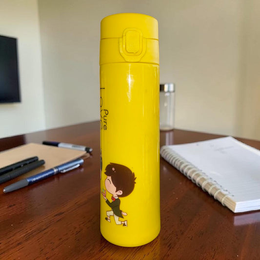 Cute Print Kids Glass Water Bottle – Cute Pink Cartoon School Flask