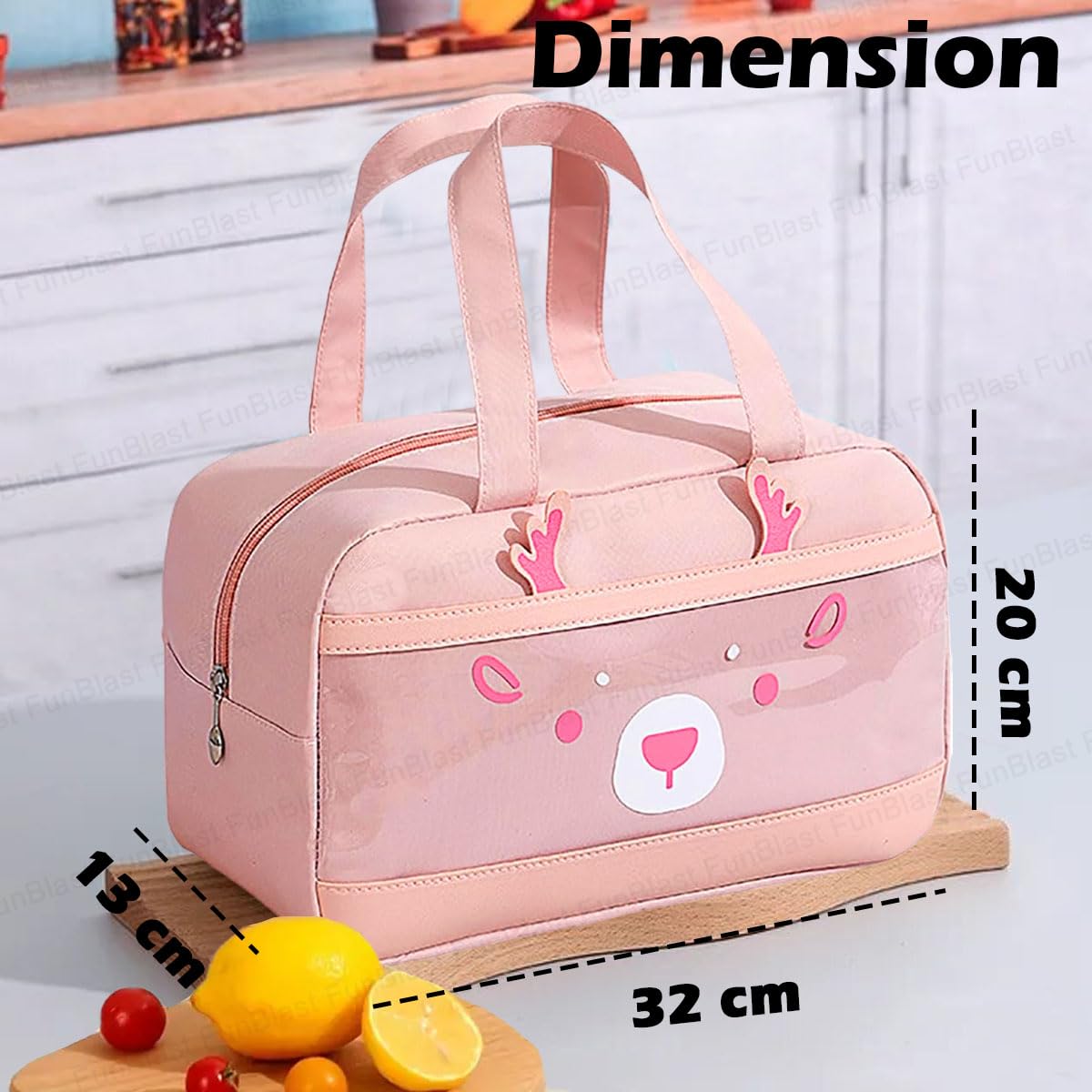 Lunch Bag – Rectangle Shaped Multi-Purpose Insulated Travel Lunch Bag for Office, Lunch Box Carrying Bag for Women/Men/Tiffin/Storage Bag for Lunch Box, Tiffin Bag (Peach)