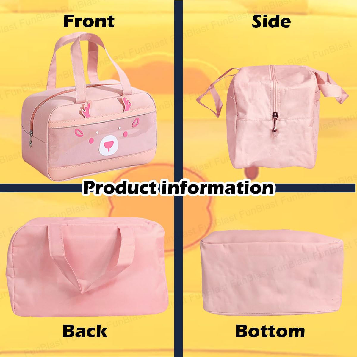 Lunch Bag – Rectangle Shaped Multi-Purpose Insulated Travel Lunch Bag for Office, Lunch Box Carrying Bag for Women/Men/Tiffin/Storage Bag for Lunch Box, Tiffin Bag (Peach)