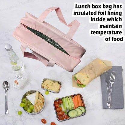 Lunch Bag – Rectangle Shaped Multi-Purpose Insulated Travel Lunch Bag for Office, Lunch Box Carrying Bag for Women/Men/Tiffin/Storage Bag for Lunch Box, Tiffin Bag (Peach)