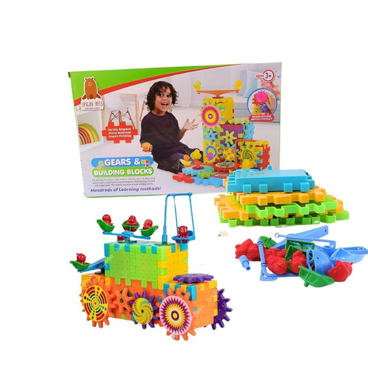 Educational Gears and Building Blocks Set, Learning Toy with Spinning Gears. (Multicolour)