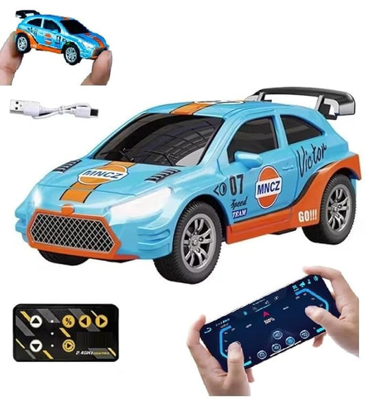 Remote Control Small Car, 1:64 Scale Off-Road RC Car, USB Rechargeable 2.4GHZ Three Speed Indoor Alloy Vehicle for Kids (Austin Model with App Control)
