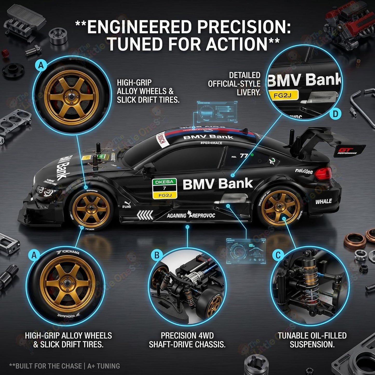 1:16 Scale 4WD RC Drift Car – Pro Edition with LED Lights & Drift Tires