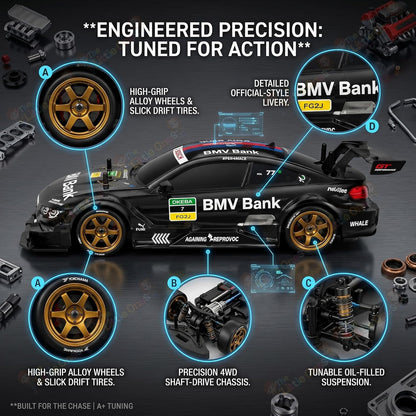 1:16 Scale 4WD RC Drift Car – Pro Edition with LED Lights & Drift Tires