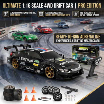 1:16 Scale 4WD RC Drift Car – Pro Edition with LED Lights & Drift Tires