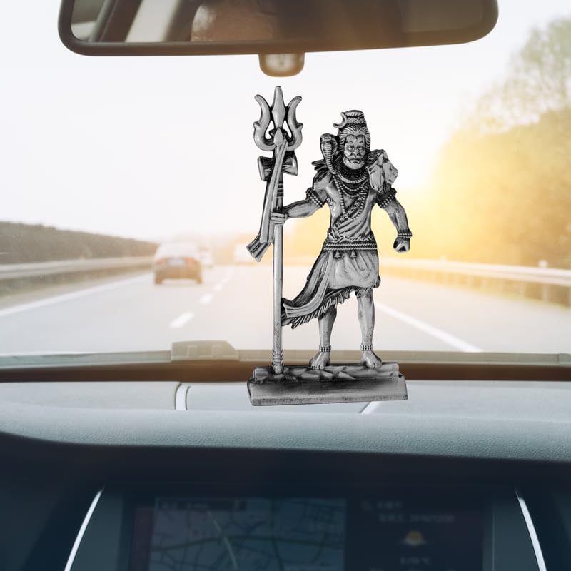 Lord Shiva Statue for Car Dashbor OM Murti Shiva Bole Baba Mahakal Golden Statue for Car Dashboard Sculpture for Car Dashboards Home, Office, Bedroom, Living Room, Grey NewCarDash41