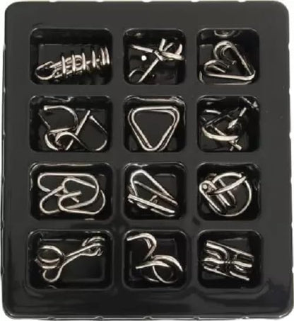 Stainless Steel Metal Puzzle Set of 12 Puzzles (12 Pieces)