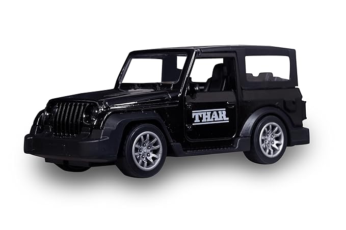 Diecast 1:36 Thar Toy Car Metal Body Openable Doors, Bonnet & Boot Pull-Back Action for Kids Diecast Model with Light Music Black