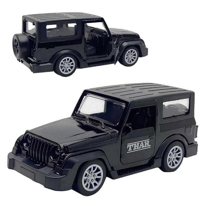 Diecast 1:36 Thar Toy Car Metal Body Openable Doors, Bonnet & Boot Pull-Back Action for Kids Diecast Model with Light Music Black