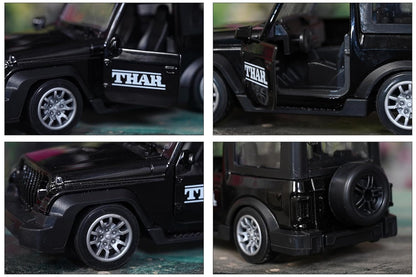 Diecast 1:36 Thar Toy Car Metal Body Openable Doors, Bonnet & Boot Pull-Back Action for Kids Diecast Model with Light Music Black