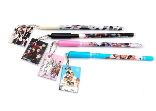 BTS Cartoon Gel Pen with Mini Diary – Assorted (Pack of 1)