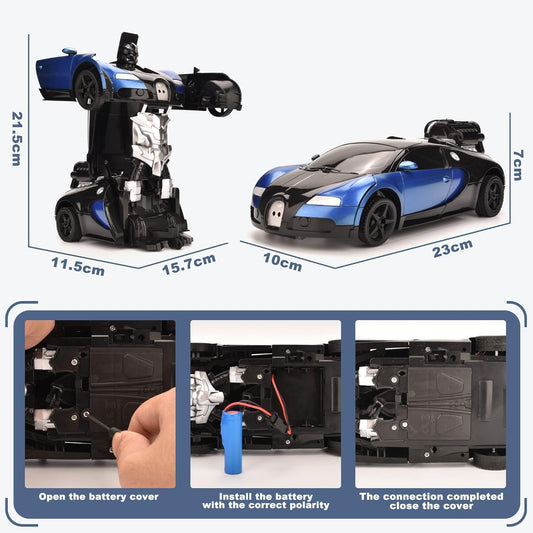 Transform Robot Remote Control Car with Cool Spray (Blue)