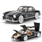:24 SL300 Vintage Toy Car Classic Model Toy Car for Kids Diecast Metal Cars Light Sound Pullback Openable Door (Black)