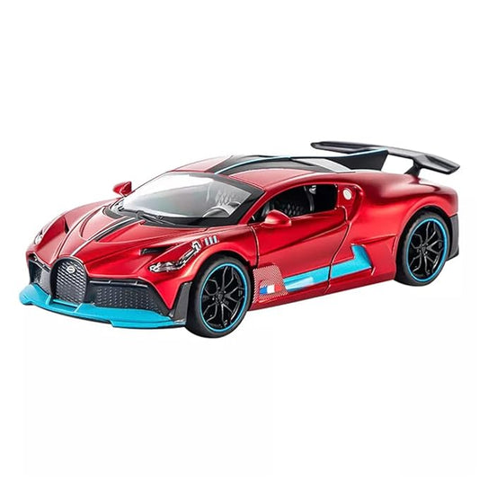 Red Colors Bugatti Divo New Die Cast Red Alloy Metal Pull Red Die-Cast Car Bugatti Diecast Metal Pullback Toy Car With Openable Doors & Light, Music Boys For Kids.