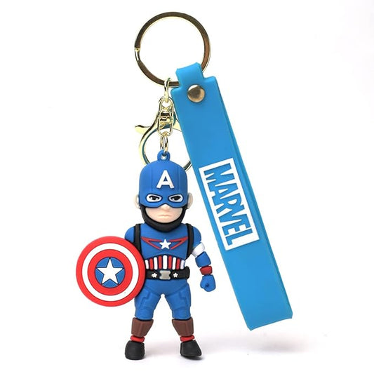 Assorted Captain America Keychain Of Famous Anime Keychain Key chain Rubber Silicone Action Character Key rings! Perfect for Bag Charm,Keychain For Girls, Car, Bike Gifting & Anti-Rust