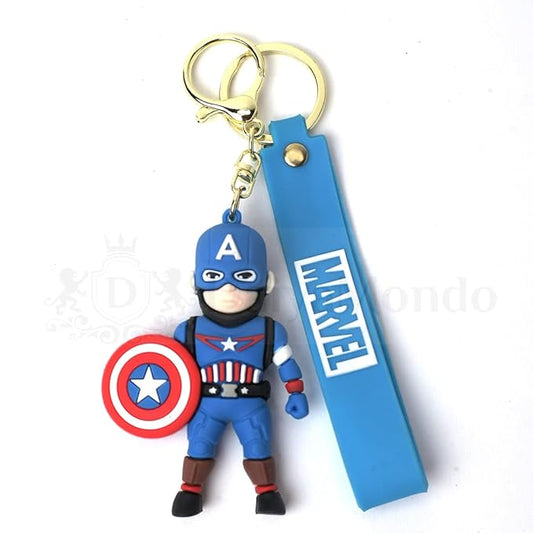 Assorted Captain America Keychain Of Famous Anime Keychain Key chain Rubber Silicone Action Character Key rings! Perfect for Bag Charm,Keychain For Girls, Car, Bike Gifting & Anti-Rust