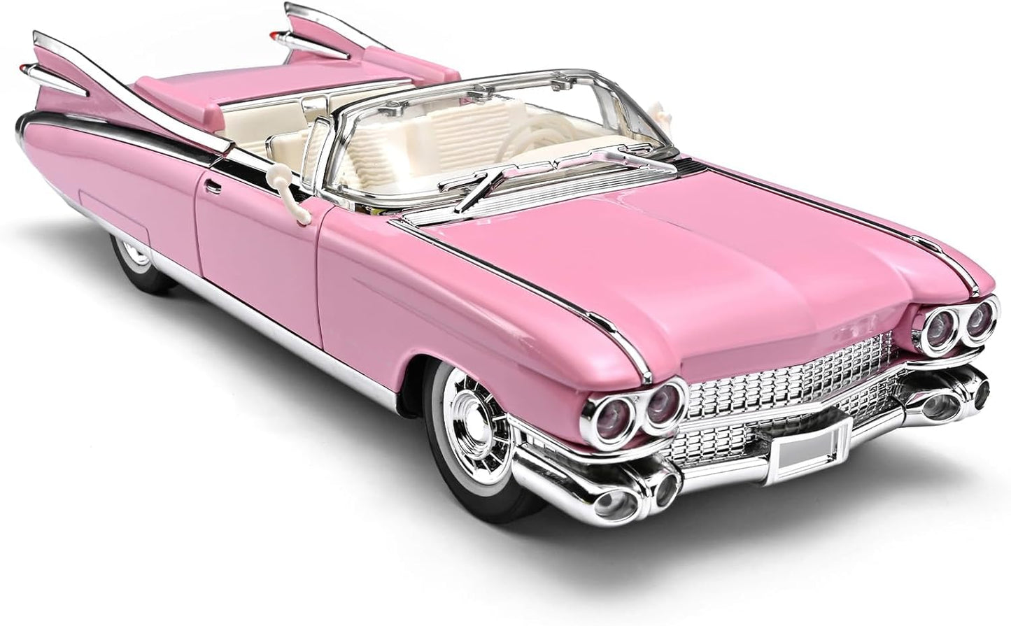 1:24 Scale Pink Classic Convertible Die-Cast Model Car | Opening Doors, Hood & Trunk | Premium Collectible Vintage Car