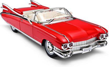 1:24 Scale Red Classic Convertible Die-Cast Model Car | Opening Doors, Hood & Trunk | Premium Collectible Vintage Car