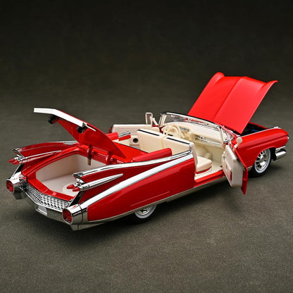 1:24 Scale Red Classic Convertible Die-Cast Model Car | Opening Doors, Hood & Trunk | Premium Collectible Vintage Car