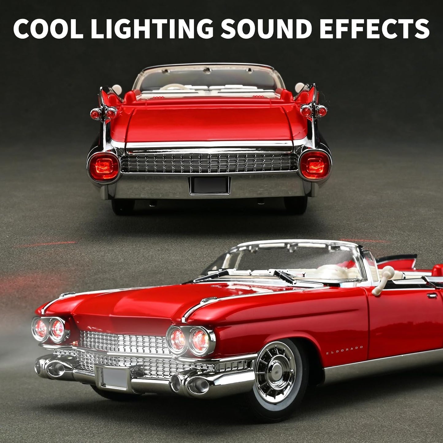 1:24 Scale Red Classic Convertible Die-Cast Model Car | Opening Doors, Hood & Trunk | Premium Collectible Vintage Car