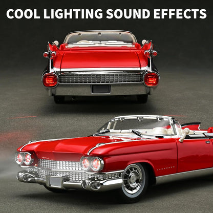 1:24 Scale Red Classic Convertible Die-Cast Model Car | Opening Doors, Hood & Trunk | Premium Collectible Vintage Car