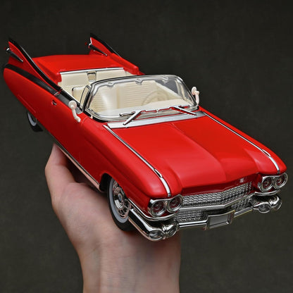 1:24 Scale Red Classic Convertible Die-Cast Model Car | Opening Doors, Hood & Trunk | Premium Collectible Vintage Car