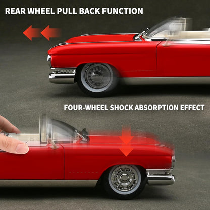 1:24 Scale Red Classic Convertible Die-Cast Model Car | Opening Doors, Hood & Trunk | Premium Collectible Vintage Car