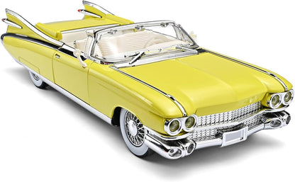 1:24 Scale Yellow Classic Convertible Die-Cast Model Car | Opening Doors, Hood & Trunk | Premium Collectible Vintage Car
