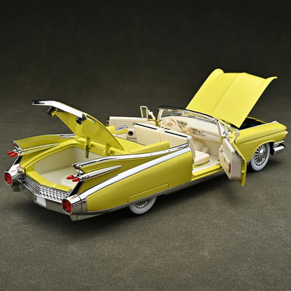 1:24 Scale Yellow Classic Convertible Die-Cast Model Car | Opening Doors, Hood & Trunk | Premium Collectible Vintage Car