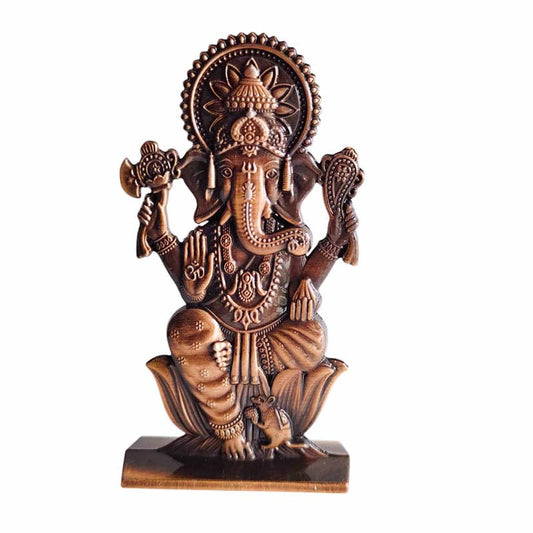 Ganesha Idol Lord Ganesh Ji Statue Ganpati Bappa Blessing Murti God Vinayak Figurine Sculpture for Diwali Puja Gifting Home Entrance, Copper