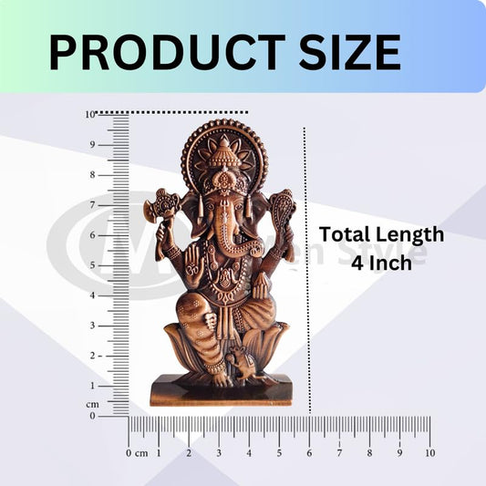 Ganesha Idol Lord Ganesh Ji Statue Ganpati Bappa Blessing Murti God Vinayak Figurine Sculpture for Diwali Puja Gifting Home Entrance, Copper