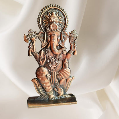 Ganesha Idol Lord Ganesh Ji Statue Ganpati Bappa Blessing Murti God Vinayak Figurine Sculpture for Diwali Puja Gifting Home Entrance, Copper