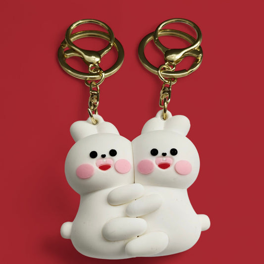 Cute Couple Keychains With Magnet. (Rabbit)