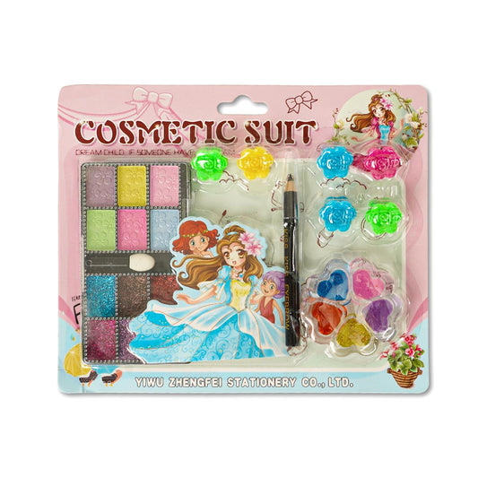 Barbie Eye Shadow Kit with Glitters, Hair Clips, Eye Liner Pencil for Kids Girls, Makeup Kit For Girls KIds Makeup kit Birthday Gift for Girls