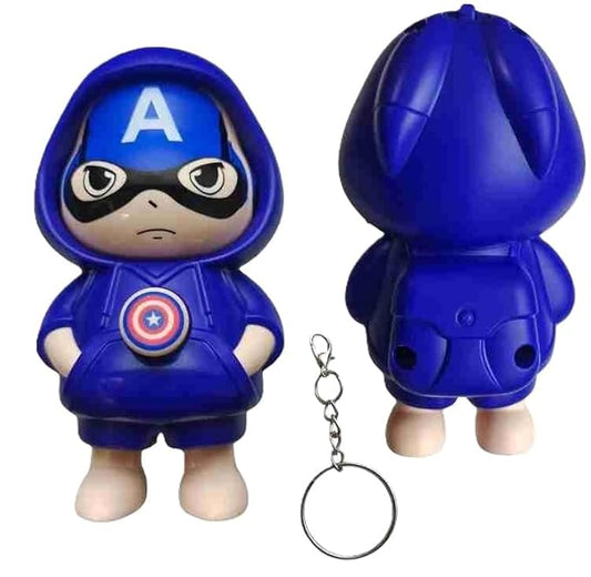 Captain America Face-Changing Keychain – 360° Rotating Hero Keyring