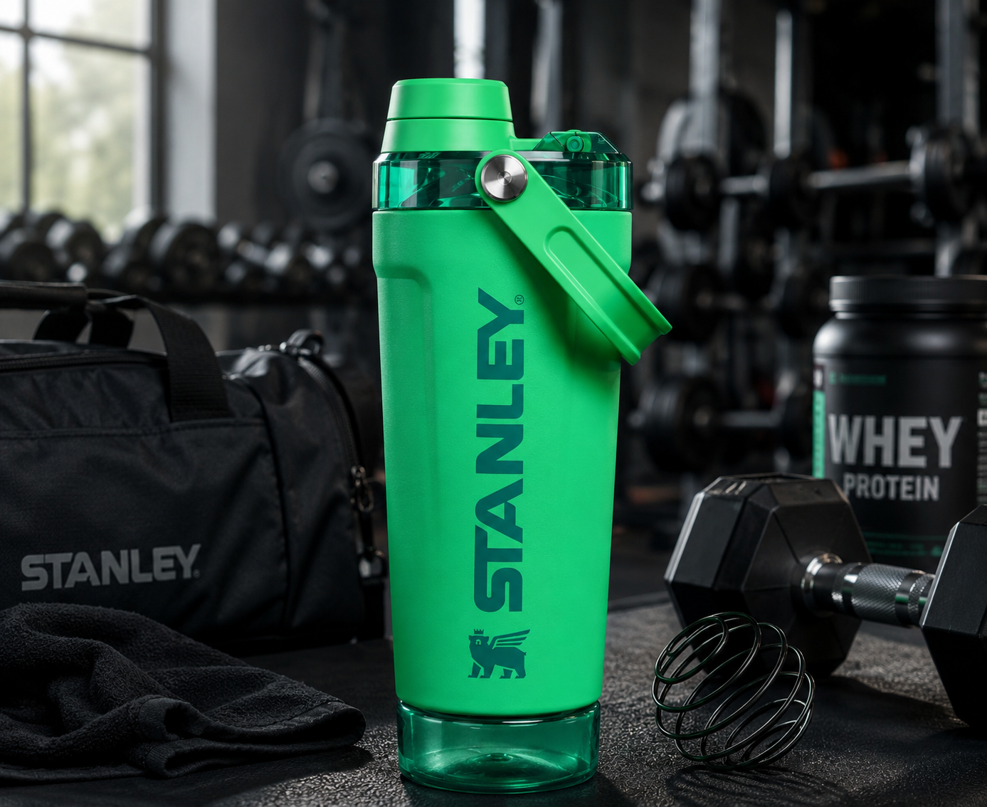 Stanley Gym Shaker Bottle with Mixing Filter & Carry Handle – Green