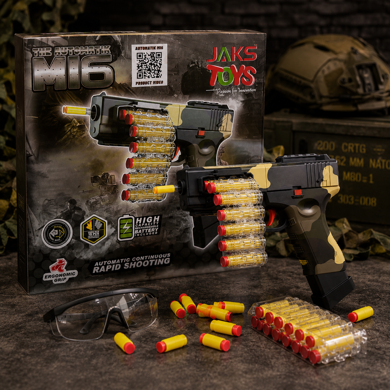 Toys Automatic M16 Toy Gun – Battery Operated Rapid Shooting Blaster with Soft Bullets