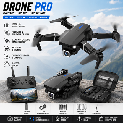 Drone E88 Pro Foldable RC Drone with 1080P HD Camera, Altitude Hold & Remote Control